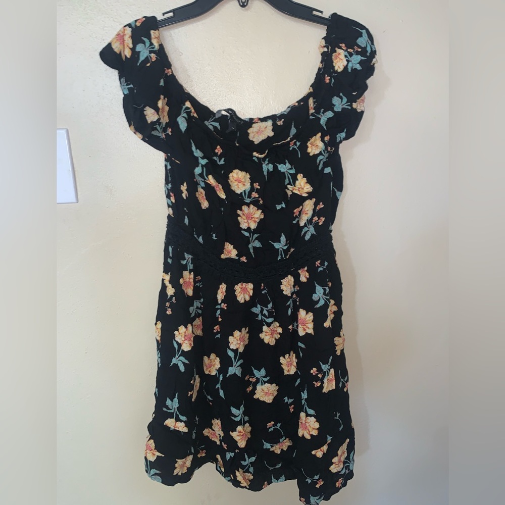 Black sundress with yellow flowers